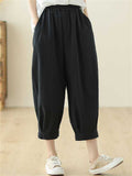 Women's Elastic Waist Solid Color Relaxed Pants