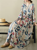 Bohemian Style Floral Print Oversized Women Holiday Long Dress