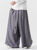 Men's Ultra Loose Wide Leg Pants with Flame Pattern Strap