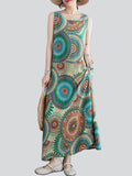 Ethnic Circle Print Cozy Holiday Tank Dress for Women