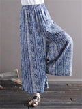 Women's Bohemian Style Cotton Linen Print Straight-Leg Pants