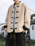 Men's Lamb Wool Reversible Jacket Ankle-tied Pants Chinese Style Thick Outfits