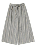 Men's Bohemian Cotton Linen Lace Up Striped Wide Leg Pants