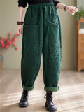 Women's Elastic Waist Comfy Warm Cotton Pants for Winter