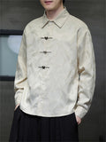 Men's Chinese Style Butterfly Buckle Jacquard Spring Shirt