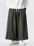 Ethnic Style Pinstripe Woolen Wide Leg Pants for Men