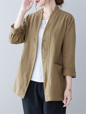 Spring Leisure Single-Breasted Stand Collar Jacket for Women