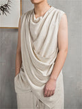 Men's Buddhism Plain Linen Summer Sleeveless Shirt