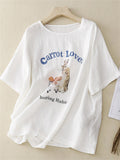 Women's Carrot Lover Bunny Printed Linen Shirts