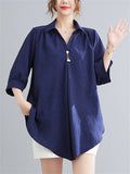 Holiday Cozy V Neck Half Sleeve Loose Shirt for Women