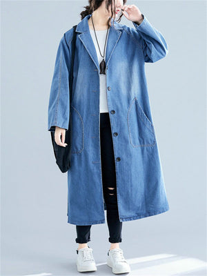 Women's Relaxed Oversized Mid-Length Denim Jacket