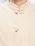 Men's Dragon Embroidery Short Sleeve Cozy Linen Shirt