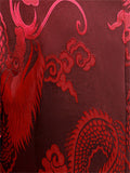 Wine Red Mini Qipao with Ancient Loong Jacquard