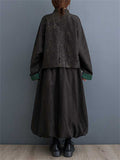 Women's Tang Suit Tassel Button Contrast Color Shirt & Lantern Skirt