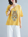 Ethnic Style Embroidered Women's Half Sleeve Shirts