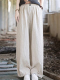 Ladies Wide Leg Button Decor Floor Length Trouser