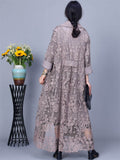 Women's Spring Luxury Lace Embroidery Bouble-Breasted Long Coat