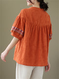 Ladies Sweet Casual Round Collar Puff Sleeve Shirts