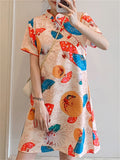 Women's Trendy Floral Folded Fan Print Dress