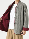 Men's Chinese Martial Arts Training Corduroy Reversible Jacket