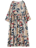 Bohemian Style Floral Print Oversized Women Holiday Long Dress