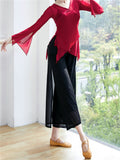 Flowy Mesh Side Split Wide Leg Pants for Women