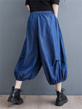 Irregular Pleated Casual Cropped Lantern Jeans for Women