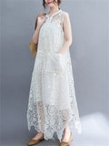 Ladies Temperament Large Size Cutout Lace Tank Dress