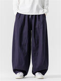 Men's Casual Plus Size Wide Leg Cotton Pants