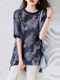 Ladies Sunflower Printing And Dyeing Mid-Length Chiffon Shirt