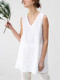 Women's Lightweight V-Neck Sleeveless Linen Vest Shirts