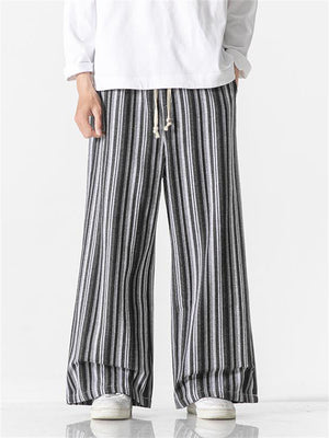 Men's Autumn Winter New Baggy Striped Pants