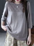 Casual Pullover 3/4 Sleeve Knitted Shirt for Women