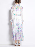 Female Dreamy Long Sleeve Printed Layered Ruffle Dresses