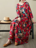 Women's Beautiful Floral Printing Loose Maxi Dresses