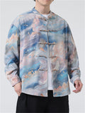 Male Colorful Auspicious Clouds Pattern Long Sleeve Jacket