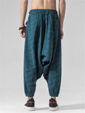 Chinese Style Men's Patchwork Harem Pants with Decorative Belt