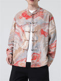 Male Colorful Auspicious Clouds Pattern Long Sleeve Jacket