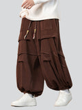 Men's Ethnic Braided Drawstring Baggy Corduroy Pants