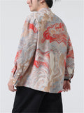 Male Colorful Auspicious Clouds Pattern Long Sleeve Jacket