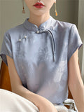 Women's Chinese Style Stand Collar Tassel Button Vintage Shirt