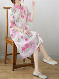 Women's Stylish Flower Print Half Sleeve Polo Dresses