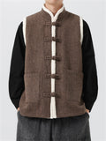 Men's Chinese Style Tang Suit Fleece Corduroy Vest