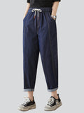 Summer Thin Female Large Size Drawstring Jeans