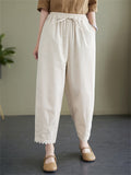 Women's Lace Patchwork Loose Cozy Linen Pants