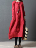 Female Minimalist Cozy Cotton Mid-Length Lantern Dress