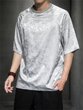 Men's Summer Casual Round Neck Dragon Jacquard T-shirts