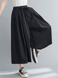 Women's Comfortable Elastic Waist Wide Leg Cropped Pants