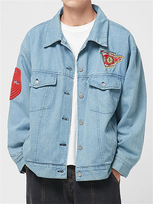 Men's Spring Autumn Monkey King Embroidery Trendy Lapel Jacket