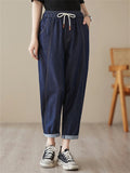 Summer Thin Female Large Size Drawstring Jeans